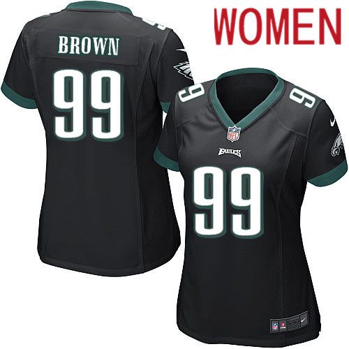 Women Philadelphia Eagles #99 Jerome Brown Nike Black Game NFL Jersey->women nfl jersey->Women Jersey